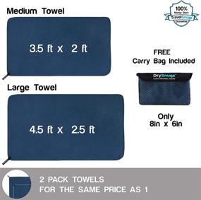 img 3 attached to 🧳 DrySnugs 2 Pack Travel Towels - Large and Medium - Quick-Dry Microfiber Towels for Body, Camping, Sports, Gym, Beach, and Travel Use