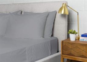 img 1 attached to 🛏️ Bumble Luxury Percale 4 Piece Bed Sheet Set - 100% USA Grown Best Pima Cotton Sheets - Ultra Crisp & Smooth Finish Cooling Sheets - Classy Supima Cotton - Queen Size, Light Grey - Elevated Bedding Experience!