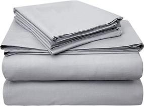 img 4 attached to 🛏️ Bumble Luxury Percale 4 Piece Bed Sheet Set - 100% USA Grown Best Pima Cotton Sheets - Ultra Crisp & Smooth Finish Cooling Sheets - Classy Supima Cotton - Queen Size, Light Grey - Elevated Bedding Experience!