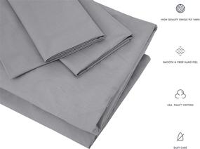 img 2 attached to 🛏️ Bumble Luxury Percale 4 Piece Bed Sheet Set - 100% USA Grown Best Pima Cotton Sheets - Ultra Crisp & Smooth Finish Cooling Sheets - Classy Supima Cotton - Queen Size, Light Grey - Elevated Bedding Experience!