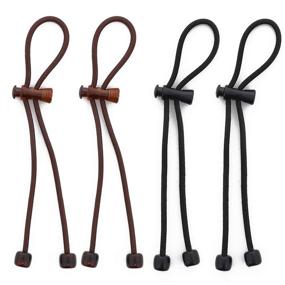 img 4 attached to Pulleez Plus Sliding Ponytail Holder Set of 4 - 2 Brown/ 2 Black Elastic Hair Ties with Acrylic Charms, 13-inch