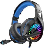 🎧 nivava gaming headset for ps4, xbox one, pc and nintendo switch. headphones with microphone, led light, mic for ps5, playstation, computer. k7 (black & blue) logo