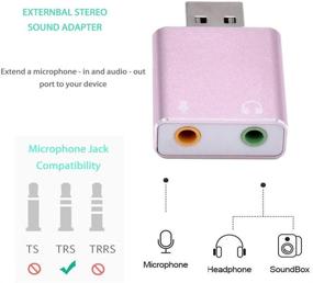 img 2 attached to 🔌 Адаптер ICEVEIN USB к звуковой картe (2 шт.) c разъемами наушников 3,5 мм и микрофона - USB звуковое устройство для Windows, Mac, Linux, ПК, ноутбуков, настольных компьютеров, PS4 - розового золота и космический серый.