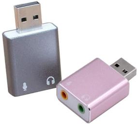 img 4 attached to 🔌 Адаптер ICEVEIN USB к звуковой картe (2 шт.) c разъемами наушников 3,5 мм и микрофона - USB звуковое устройство для Windows, Mac, Linux, ПК, ноутбуков, настольных компьютеров, PS4 - розового золота и космический серый.