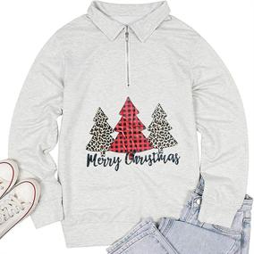 img 3 attached to Merry Christmas Sweatshirts for Women - Funny Snowman Car Design with Christmas Plaid Tree - T&amp;Twenties Tops