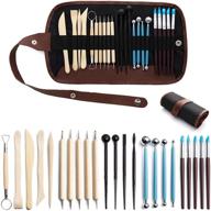 premium 24 piece pottery tools and clay sculpting set with storage 🎨 bag - ideal for adults or kids, beginners and professionals in art crafts logo