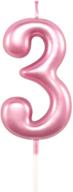 3rd pink birthday candle - 3 years - happy birthday number 3 cake 🎂 topper decoration for party - ideal for kids, adults, and numerals 30, 23, 37, 33, 13 logo