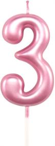 img 4 attached to 3rd Pink Birthday Candle - 3 Years - Happy Birthday Number 3 Cake 🎂 Topper Decoration for Party - Ideal for Kids, Adults, and Numerals 30, 23, 37, 33, 13