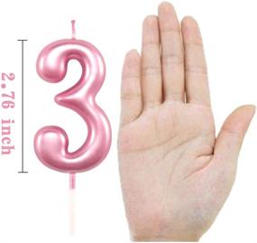 img 3 attached to 3rd Pink Birthday Candle - 3 Years - Happy Birthday Number 3 Cake 🎂 Topper Decoration for Party - Ideal for Kids, Adults, and Numerals 30, 23, 37, 33, 13