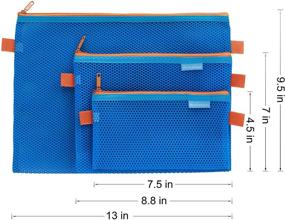 img 3 attached to Blue Mesh Zipper Pouch Set - 6 Pack with 3 Sizes (A4, A5, A6) - Clear Zipper Bags for Organization, Travel, and Cosmetics