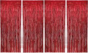 img 4 attached to Allgala Metalic Backdrop Curtains Décor Red BD52505