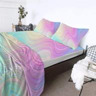 blessliving pink teen girl 3d pastel rainbow marble twin size bed sheet sets – premium 🌈 quality 1800 microfiber, non-fade & breathable bedding with 1 flat sheet, 1 fitted sheet, and 2 shams logo