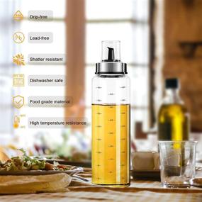 img 3 attached to 🍶 RINYKIT Olive Oil Bottle Dispenser Set - 17 oz Glass Oil and Vinegar Dispenser, No-Drip Kitchen Container with Caps - Ideal for Soy Sauce and Vinegar Cruet