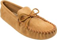 minnetonka leather laced softsole moccasin men's shoes for loafers & slip-ons logo