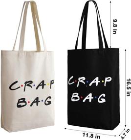 img 3 attached to Premium Friends TV Show Crap Bag: 2-Pack Large Canvas Reusable Grocery Tote Bags in White and Black Craft Canvas