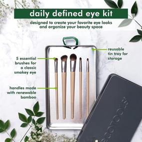 img 1 attached to EcoTools Daily Defined Makeup Brushes for Eyes: Complete Set of 5 with Beauty Cards and Storage Tray