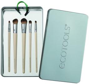 img 2 attached to EcoTools Daily Defined Makeup Brushes for Eyes: Complete Set of 5 with Beauty Cards and Storage Tray