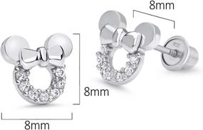 img 3 attached to Sterling Silver Rhodium Plated Zirconia Screwback Earrings for Girls' Jewelry