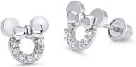 sterling silver rhodium plated zirconia screwback earrings for girls' jewelry logo