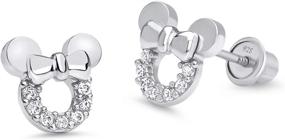 img 4 attached to Sterling Silver Rhodium Plated Zirconia Screwback Earrings for Girls' Jewelry