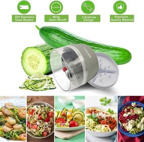 img 3 attached to 🥒 4-in-1 Heavy Duty Veggie Spiralizer – Voaesdk Handheld Spiralizer Vegetable Slicer for Zucchini Spaghetti, Salad, Carrot, Fruit, Cucumber, Onion Noodle Maker (Gray)