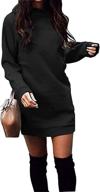 👗 miselon women's cozy fleece long pullover sweatshirt dress with pockets - long sleeve mini sweater dresses logo