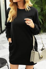 img 3 attached to 👗 Miselon Women's Cozy Fleece Long Pullover Sweatshirt Dress with Pockets - Long Sleeve Mini Sweater Dresses