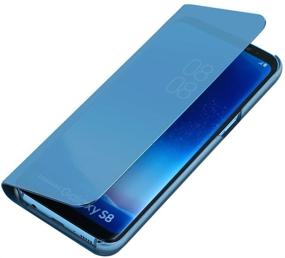 img 1 attached to 📱 AICase Galaxy S8 Plus Case - Translucent View Window Sleep/Wake Up Function - Luxury Mirror Screen Flip Electroplate Plating Stand - Full Body Protection - Samsung Galaxy S8 Plus Cover (Blue)