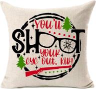 mfgneh a christmas story: festive 18x18 inches pillow covers - decorate with 'you'll shoot your eye out kid' vintage pillow cases for christmas tree - made of cotton linen - cushion your christmas decor логотип