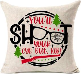 img 1 attached to MFGNEH A Christmas Story: Festive 18x18 Inches Pillow Covers - Decorate with 'You'll Shoot Your Eye Out Kid' Vintage Pillow Cases for Christmas Tree - Made of Cotton Linen - Cushion your Christmas Decor