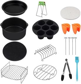 img 2 attached to 🍟 17-Piece Air Fryer Accessories Set, COLFULINE 7 Inch Deep Fryer Accessories Kit for Phillips, Gowise, Includes Toast Rack and Silicone Mini Mitts - Fits 3.2QT-7.2QT XL Power Round Air Fryers