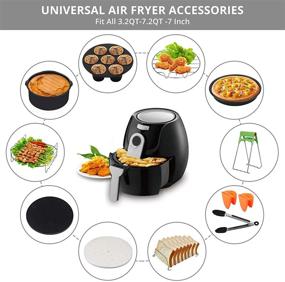 img 3 attached to 🍟 17-Piece Air Fryer Accessories Set, COLFULINE 7 Inch Deep Fryer Accessories Kit for Phillips, Gowise, Includes Toast Rack and Silicone Mini Mitts - Fits 3.2QT-7.2QT XL Power Round Air Fryers