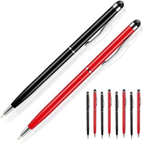 img 4 attached to UROPHYLLA Stylus Pens for Touch Screens - 10pcs Universal 2 in 1 Capacitive Stylus Ballpoint Pen for iPad, iPhone, Samsung, HTC, Kindle, Tablet, and More - Black+Red