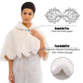 img 3 attached to 👰 Elegant Nicute Faux Fur Wraps: Beige Bridal Fur Stoles with Brooch, Perfect Accessories for Brides and Bridesmaids