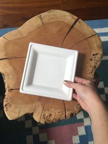 img 3 attached to 🍽️ Susty Party 6-Inch Compostable Square Plates (50-Count), White Sugarcane Heavy-Duty Disposable Biodegradable Plates for Dessert