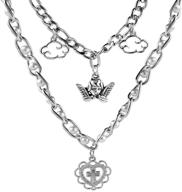 💀 kurtcb vintage emo punk cross heart necklace: angel pearl pendant & y2k chain choker for women and girls logo