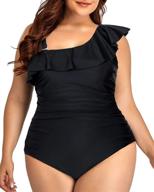 👙 flattering aqua eve plus size one piece swimsuits: stylish tummy control & ruffled one shoulder for women logo