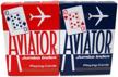 decks aviator cards red blue logo