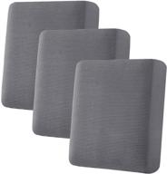 h.versailtex super stretch individual sofa cushion covers - grey, featuring thick jacquard textured twill fabric - slipcovers for couch cushions (set of 3) logo