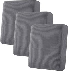 img 4 attached to H.VERSAILTEX Super Stretch Individual Sofa Cushion Covers - Grey, Featuring Thick Jacquard Textured Twill Fabric - Slipcovers for Couch Cushions (Set of 3)