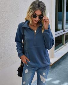 img 2 attached to 👚 Women's Casual Long Sleeve Lapel Zip Sweatshirt with Drawstring - Loose Pullover Tops by PRETTYGARDEN