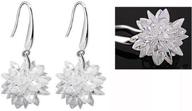 ❄️ winter ice snowflake sterling silver dangle earrings - white flower drop earrings logo