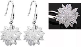 img 1 attached to ❄️ Winter Ice Snowflake Sterling Silver Dangle Earrings - White Flower Drop Earrings