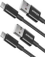 anker 6ft premium nylon lightning cable [2-pack], mfi certified for iphone chargers, iphone se/xs/xs max/xr/x/8 plus/7/6 plus, ipad pro air 2, and more - black logo