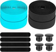 awpeye bicycle handlebar tape: 2 pairs eva road bike bar tape with end plugs - cycling handle wraps 4 rolls (black, bianchi green) logo