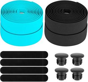 img 4 attached to Awpeye Bicycle Handlebar Tape: 2 Pairs EVA Road Bike Bar Tape with End Plugs - Cycling Handle Wraps 4 Rolls (Black, Bianchi Green)