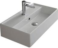 💧 scarabeo 5002-one hole rectangular ceramic wall mounted/vessel sink, white logo