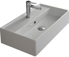 img 1 attached to 💧 Scarabeo 5002-One Hole Rectangular Ceramic Wall Mounted/Vessel Sink, White