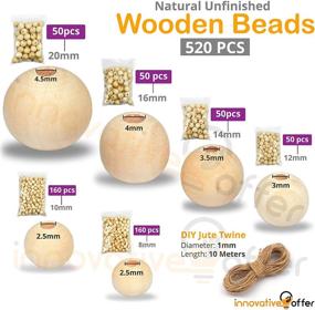 img 2 attached to 🪡 Innovative Offer: 520 Pcs Wooden Beads & Jute Twine - Assorted Unfinished Wood Beads for Crafts, Jewellery Making, Decor, and DIY Projects - 8mm-20mm Sizes