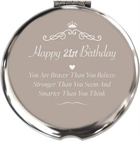 img 4 attached to 🎁 Blue Leaves 21st Birthday Gifts for Girls - Bestie, Sister, Daughter, BFF, Niece - Stainless Steel Mirror - Happy 21st Birthday Celebration